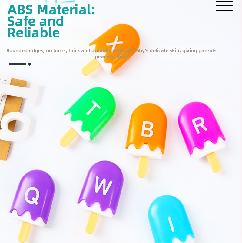 Монтесори образователна играчка за ранно образование: 26 букви и цифри за съпоставяне в сладолед на пръчка, пластмасова играчка, за възраст 3-6 години