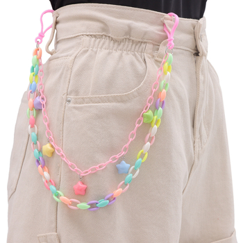 Стилна цветна акрилна звездна верижка за талия, метална конструкция, двойна халка, унисекс за младежи, многофункционален стил