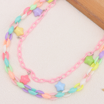 Стилна цветна акрилна звездна верижка за талия, метална конструкция, двойна халка, унисекс за младежи, многофункционален стил