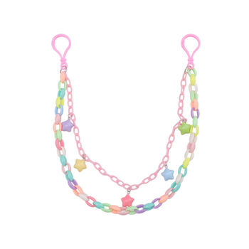 Стилна цветна акрилна звездна верижка за талия, метална конструкция, двойна халка, унисекс за младежи, многофункционален стил