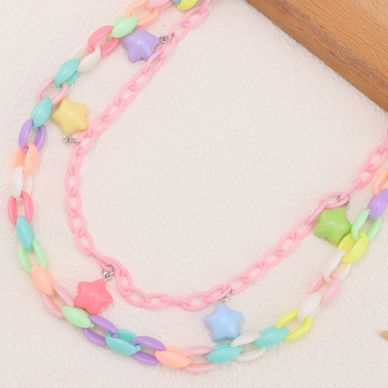 Стилна цветна акрилна звездна верижка за талия, метална конструкция, двойна халка, унисекс за младежи, многофункционален стил