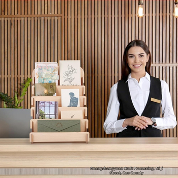 Ξύλινο επιτραπέζιο ράφι αποθήκευσης καρτών και αλληλογραφίας, 3 επιπέδων, εγκατάσταση γραφείου, μοντέρνο μινιμαλιστικό στυλ, πολυλειτουργικό