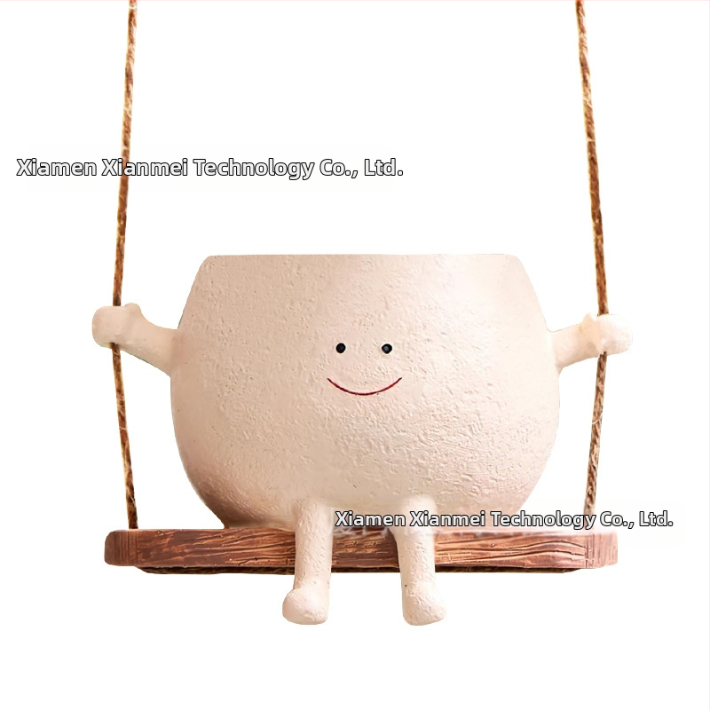 Висяща саксия за цветя от смола с усмихнато лице — WePlus, готова за подарък, процес: смолна обработка