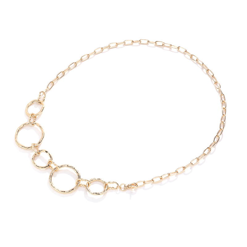 Body chain geometriai körökkel és retró stílussal (Fém; csat anyaga: ötvözet; zárás: snap gomb; szélesség: vast stílus >4 cm; elektropolírozás)