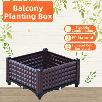 Plastikinė daržo sodinimo dėžė balkonui ir stogui, tvirta ir patvari, stovinti ant grindų, paprastas stilius, namų sodo auginimas