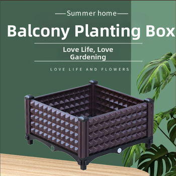 Plastikinė daržo sodinimo dėžė balkonui ir stogui, tvirta ir patvari, stovinti ant grindų, paprastas stilius, namų sodo auginimas