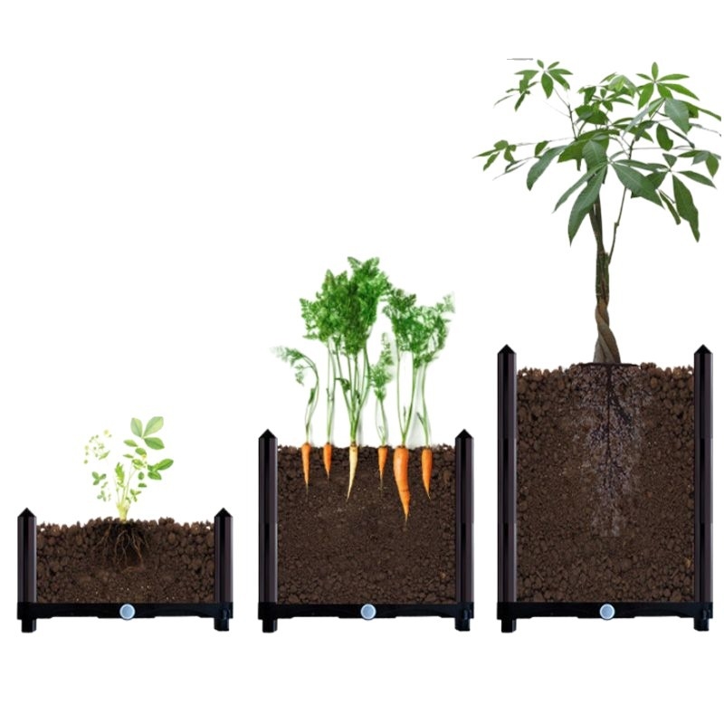 Plastikinė daržo sodinimo dėžė balkonui ir stogui, tvirta ir patvari, stovinti ant grindų, paprastas stilius, namų sodo auginimas