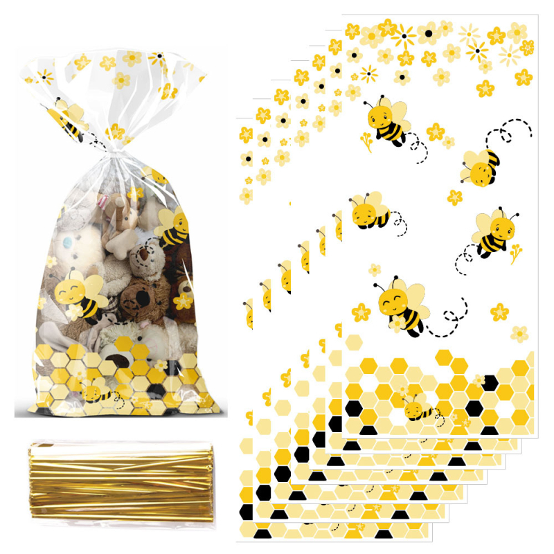 Bičių saldainių maišelis, personalizuotas plastikinis pakavimo maišelis lyties atskleidimo vakarui, be logotipo, virgin medžiagų santykis 1:0