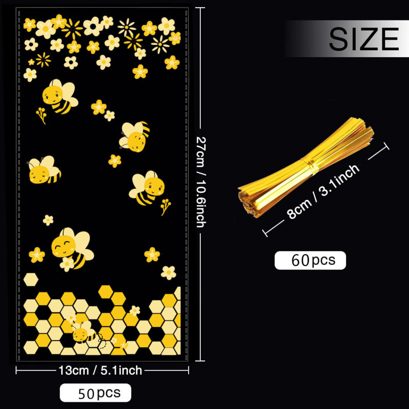 Bičių saldainių maišelis, personalizuotas plastikinis pakavimo maišelis lyties atskleidimo vakarui, be logotipo, virgin medžiagų santykis 1:0