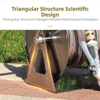 Hongfan Държач за маркуч от неръждаема стомана с автоматичен навивач, висящ монтаж за градина и дома