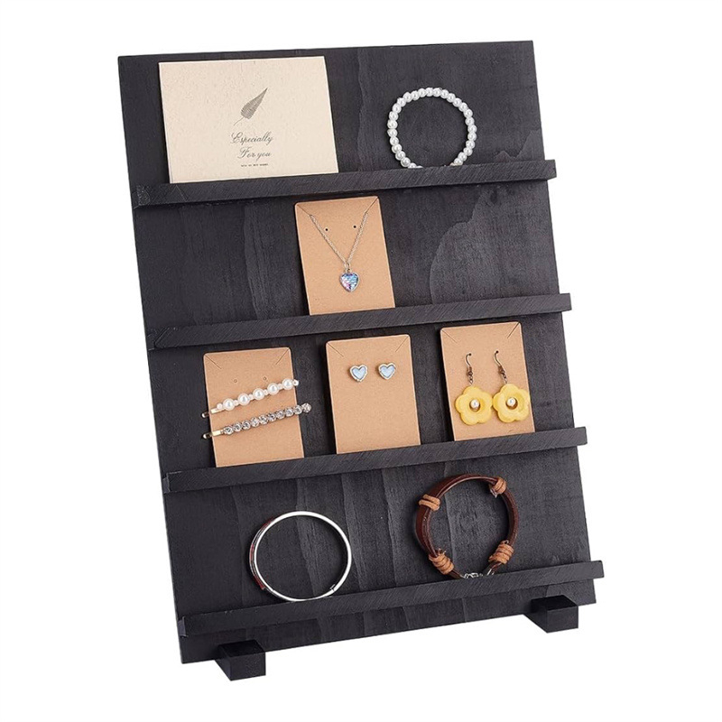 Fából készült négy rétegből álló ékszertorony fülbevaló-kiállító állvány csatlakoztatható slotokkal