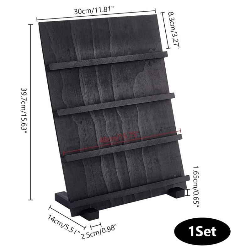 Fából készült négy rétegből álló ékszertorony fülbevaló-kiállító állvány csatlakoztatható slotokkal