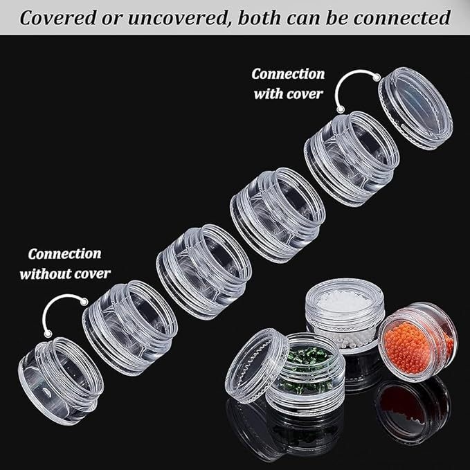 Κυκλικά συστήματα αποθήκευσης χαντριών από πλαστικό PS, με δυνατότητα στοίβαξης, 8 στήλες, 5 επίπεδα, με καπάκι, 5 g χωρητικότητα ανά δοχείο, για χάντρες σπόρου