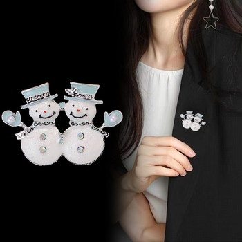 Καρφίτσα Dong Lan Jewelry από κράμα ψευδάργύρου, σχέδιο χιονάνθρωπος και τάρανδος, ρετρό στυλ, ηλεκτροπλατιωμένο φινίρισμα