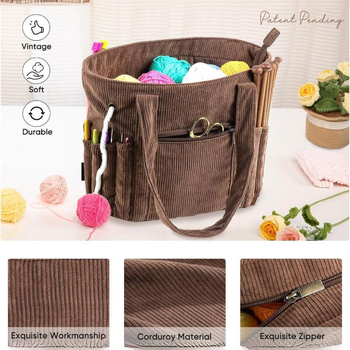 Corduroy Wool Storage Bag με χεϊρουλαβή, πολυχρηστικός οργανωτής για υπνοδωμάτιο