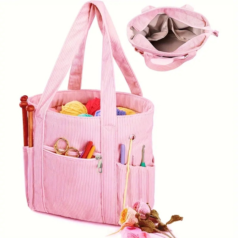 Corduroy Wool Storage Bag με χεϊρουλαβή, πολυχρηστικός οργανωτής για υπνοδωμάτιο