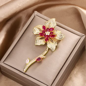 Καρφίτσα σε σχήμα λουλουδιού από χαλκό για γυναίκες, φθινόπωρο 2024, ηλεκτροπλατιωμένο αξεσουάρ μόδας