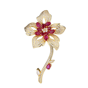 Καρφίτσα σε σχήμα λουλουδιού από χαλκό για γυναίκες, φθινόπωρο 2024, ηλεκτροπλατιωμένο αξεσουάρ μόδας