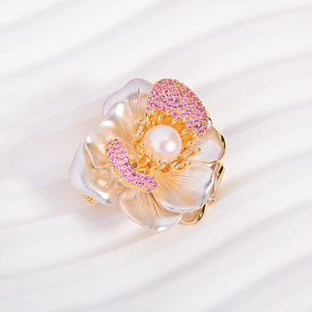 Καρφίτσα-λουλούδι με βάση χαλκό και ζιρκόνια, ηλεκτροεπιχρύδωση, στυλ κυρίας, λειτουργίες μνήμης, διακόσμηση, δώρο