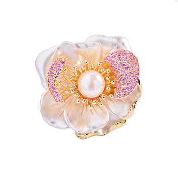 Καρφίτσα-λουλούδι με βάση χαλκό και ζιρκόνια, ηλεκτροεπιχρύδωση, στυλ κυρίας, λειτουργίες μνήμης, διακόσμηση, δώρο