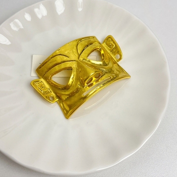 Καρφίτσα – Sanxingdui μάσκα εμνευσμένη 3D πρόσωπο για ζευγάρια, κράμα, ηλεκτροπλατίωση, διπλή χρήση, στυλ προσωπικότητας