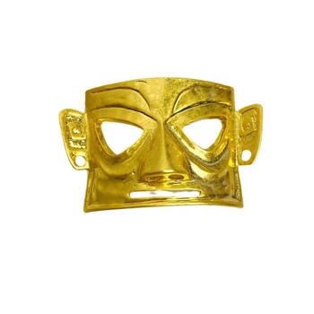 Καρφίτσα – Sanxingdui μάσκα εμνευσμένη 3D πρόσωπο για ζευγάρια, κράμα, ηλεκτροπλατίωση, διπλή χρήση, στυλ προσωπικότητας