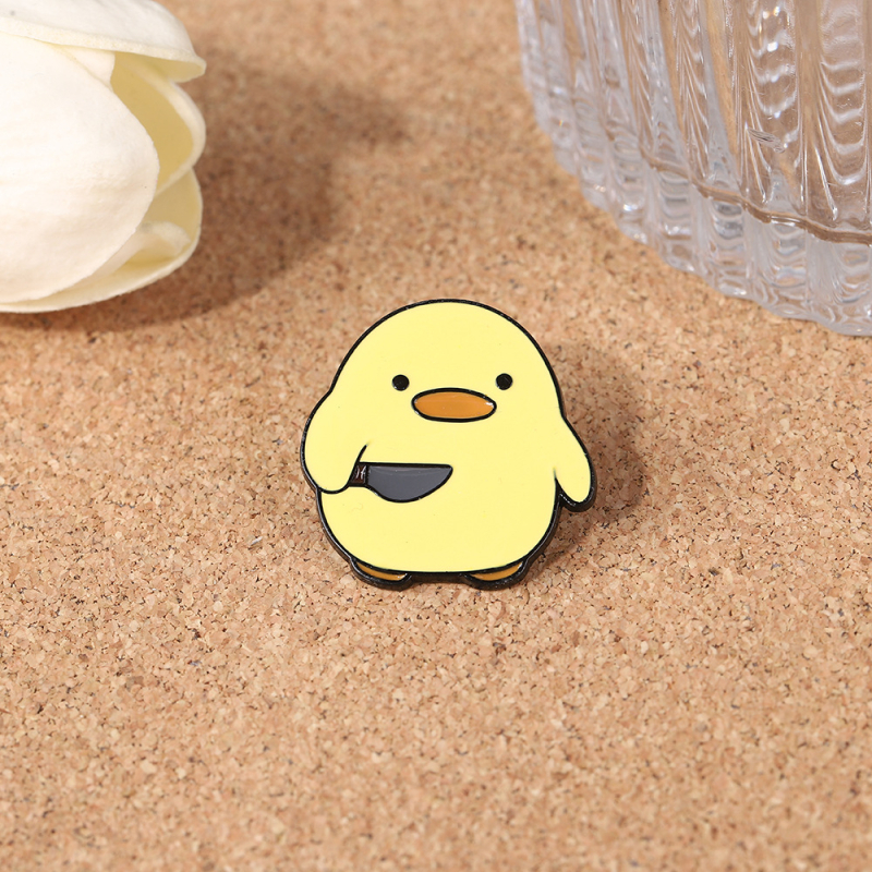 Gojo cinköntvényből készült kitűző – kis sárga kacsa ins-stílusban, olajcsepegéses felülettel, dekoratív kiegészítő