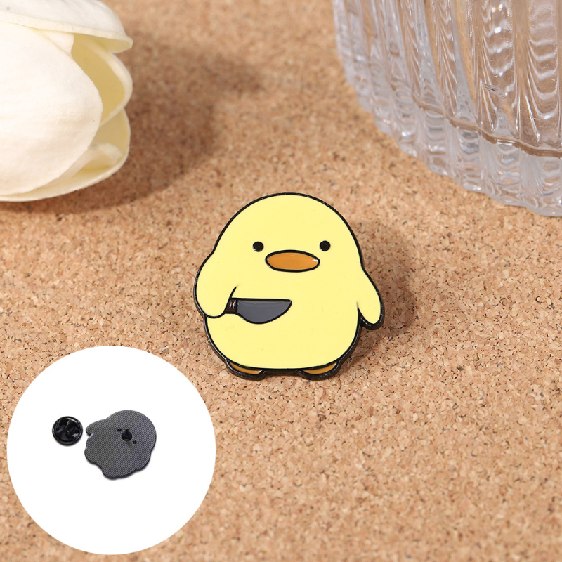 Gojo cinköntvényből készült kitűző – kis sárga kacsa ins-stílusban, olajcsepegéses felülettel, dekoratív kiegészítő