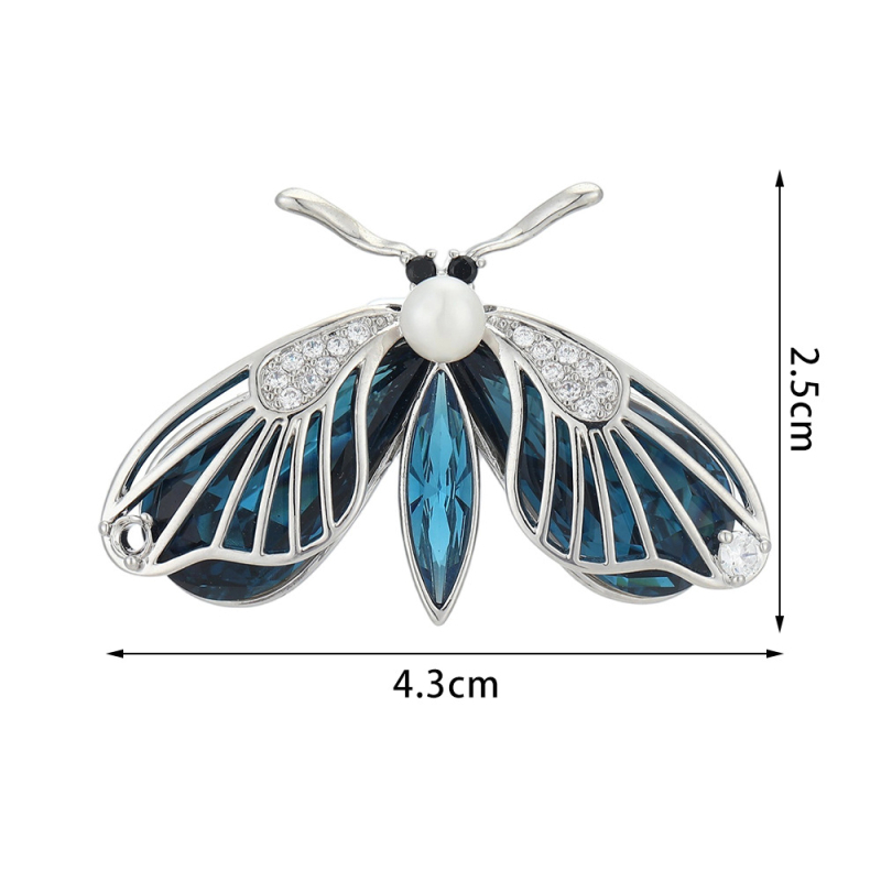 Moteriška bičių formos segė iš vario, su cirkonais, su deimantų įdėjimu, Princesių serija