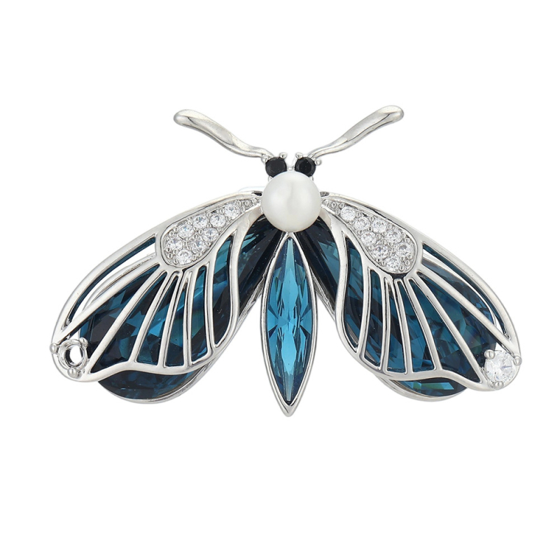 Moteriška bičių formos segė iš vario, su cirkonais, su deimantų įdėjimu, Princesių serija