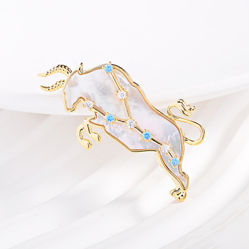 Καρφίτσα από χαλκό με σύμβολο Ταύρου, ηλεκτροπλατιζόμενη, κομψό γυναικείο αξεσουάρ