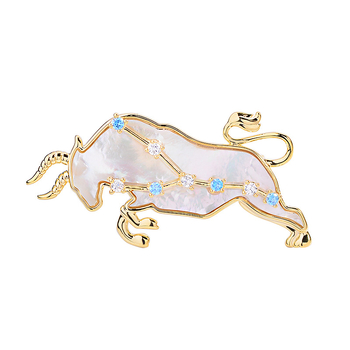 Καρφίτσα από χαλκό με σύμβολο Ταύρου, ηλεκτροπλατιζόμενη, κομψό γυναικείο αξεσουάρ