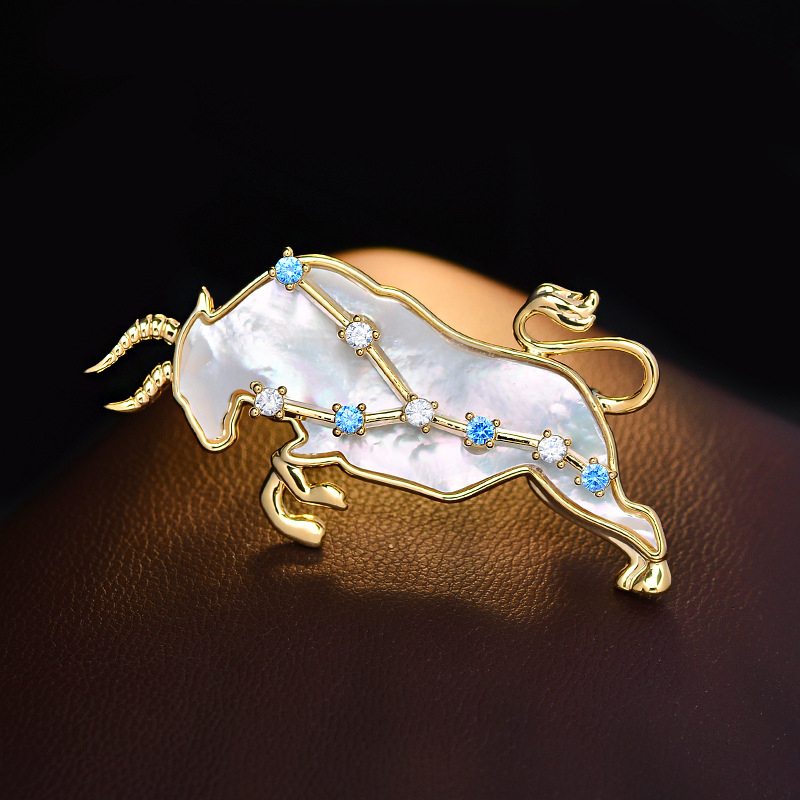 Брошка медна констелация, електроплатирана, елегантен дамски аксесоар