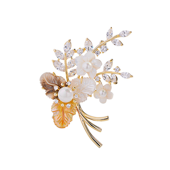 Καρφίτσα από χαλκό, σε σχήμα λουλουδιού, ηλεκτροπλατίζ, κομψό γυναικείο αξεσουάρ (Κωδ. Xr03844)