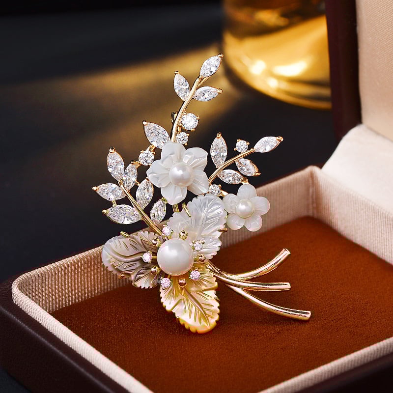 Καρφίτσα από χαλκό, σε σχήμα λουλουδιού, ηλεκτροπλατίζ, κομψό γυναικείο αξεσουάρ (Κωδ. Xr03844)