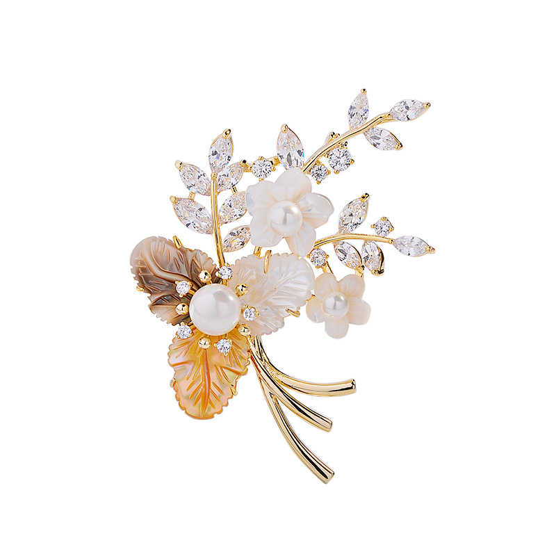 Καρφίτσα από χαλκό, σε σχήμα λουλουδιού, ηλεκτροπλατίζ, κομψό γυναικείο αξεσουάρ (Κωδ. Xr03844)