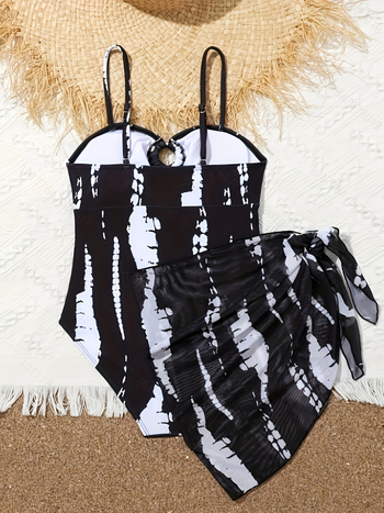 Mergaitei: viengabęs plaukimo kostiumas su atviru dizainu ir dryžių raštu, poliesterio-elastano, 150 g/m², krūties pagalvėlė