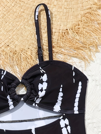 Mergaitei: viengabęs plaukimo kostiumas su atviru dizainu ir dryžių raštu, poliesterio-elastano, 150 g/m², krūties pagalvėlė