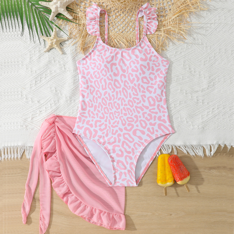 Djevojčice dvodijelni kupaći kostim: bikini gornji dio s mrežastom suknjom, poliester 170 g/m², podstava: poliester s 18% elastana