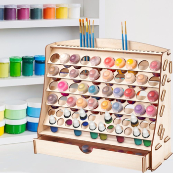 Ξύλινο επιτραπέζιο ράφι προβολής με έξι επίπεδα για φιάλες μπογιάς, βερνίκια νυχιών και αιθερικά έλαια, κινητό και πολυχρηστικό