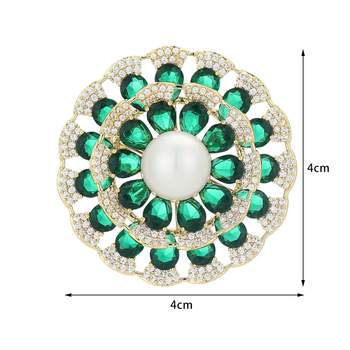 Sagė saulėgrąžos formos, varis, cirkonas, deimantų įdėtas