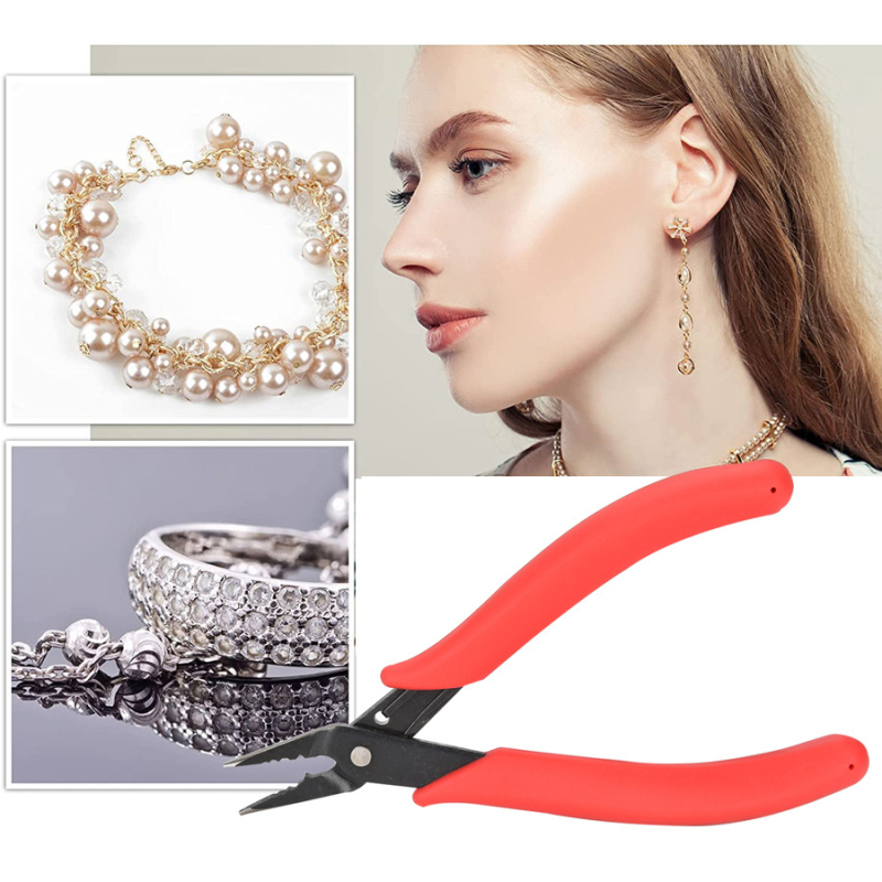 Juvelyrinių karoliukų žnyplės – smailios burnos, galvos ilgis 50 mm, svoris 77 g, DIY karoliukų vyniojimo įrankis