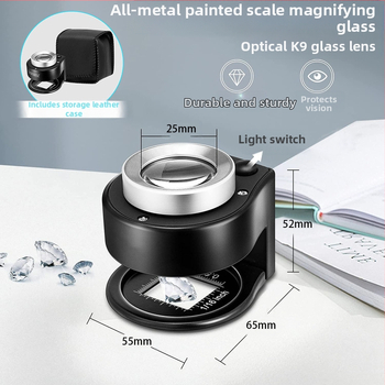 60x didinamoji lęšis su 6-LED apšvietimu, nešiojamos stalinės lupos su matavimo skale identifikacijai