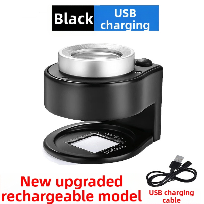 60x didinamoji lęšis su 6-LED apšvietimu, nešiojamos stalinės lupos su matavimo skale identifikacijai