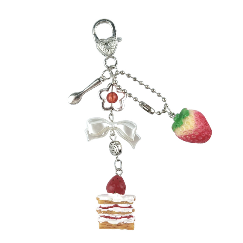 Rankų darbo karoliukų pakabukas telefonui, mažo pyragėlio formos papuošalas iš lydinio