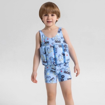 Gyermekeknek tervezett egyrészes úszónadrág, plovó elemmel, 2–5 éveseknek, poliészter 85%, bélés poliészter 15%, súly 200 g