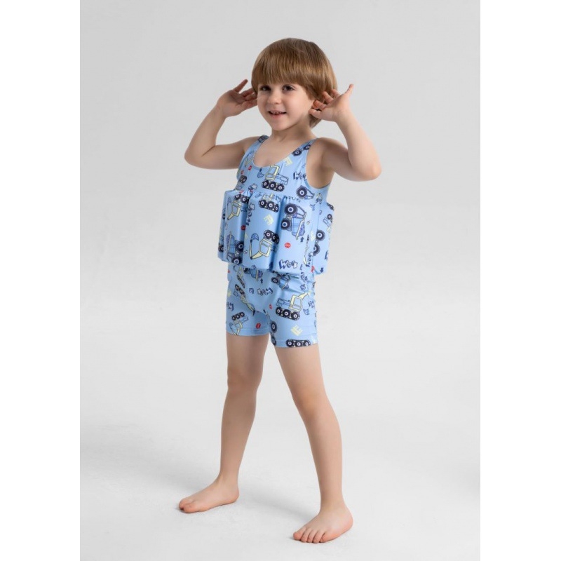 Gyermekeknek tervezett egyrészes úszónadrág, plovó elemmel, 2–5 éveseknek, poliészter 85%, bélés poliészter 15%, súly 200 g