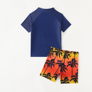 Παιδικό μαγιό αγοριών σε δύο κομμάτια – κοντό μανίκι, εκτύπωση, γρήγορο στέγνωμα, υψηλή ελαστικότητα; Υλικό: νάιλον; Εσωτερικό: πολυεστέρας 85%