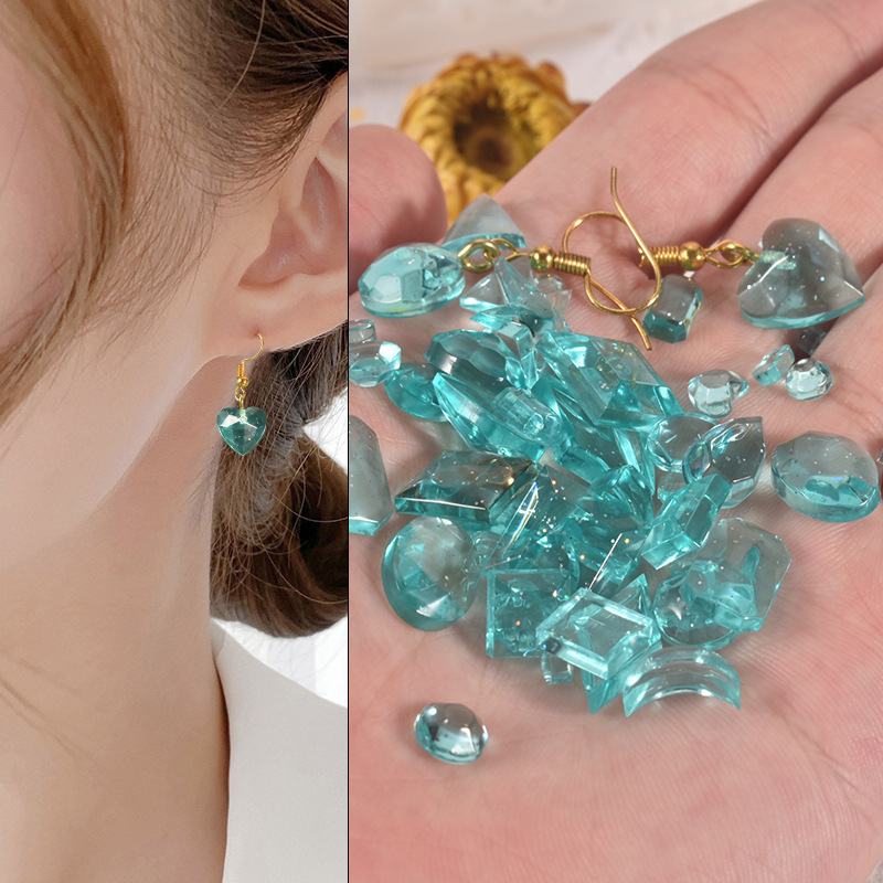 Yu Meiren szilikon forma gyanta ékszerekhez – szabálytalan formák (szív, geometriai alakzat, csepp, hold, ötágú csillag) fülbevalókhoz és medálokhoz