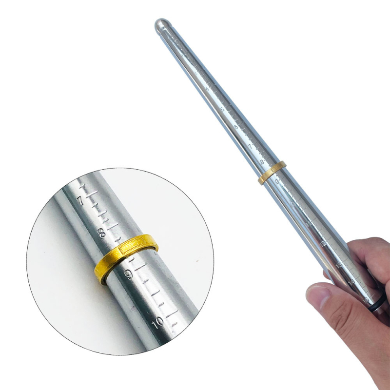 Szilárd rozsdamentes acél gyűrűmérő rúd, ékszerkészítéshez és gyűrűformázáshoz.